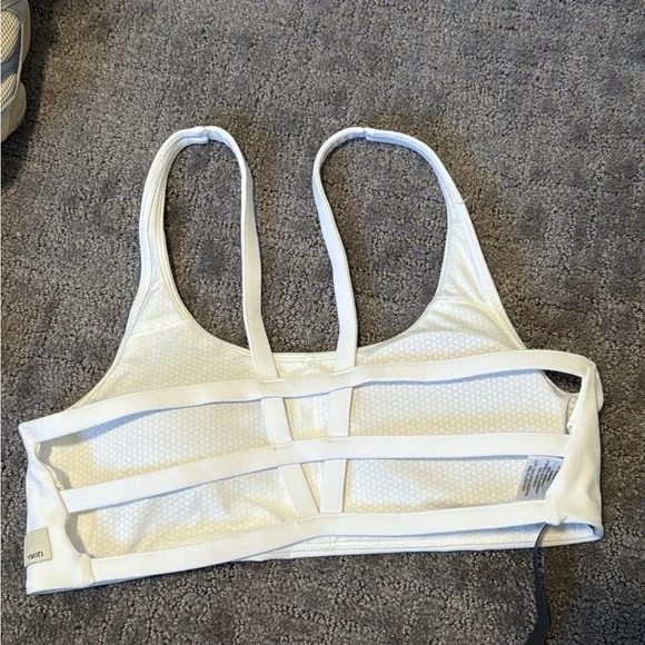 Vuori Strappy White Sports Bra - Picture 2 of 5